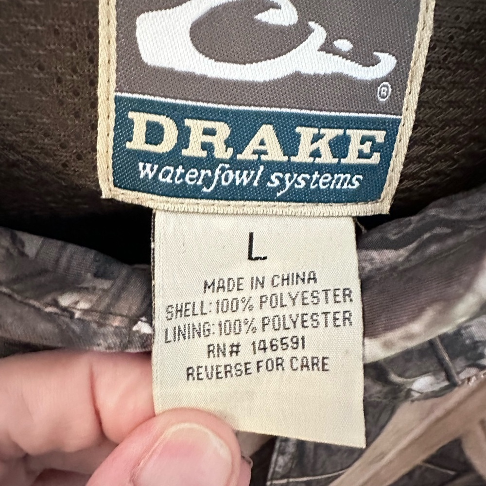 DRAKE WATERFOWL L Camo air vent Max 5 hyper shield windproof UPC+ button top - Picture 5 of 13